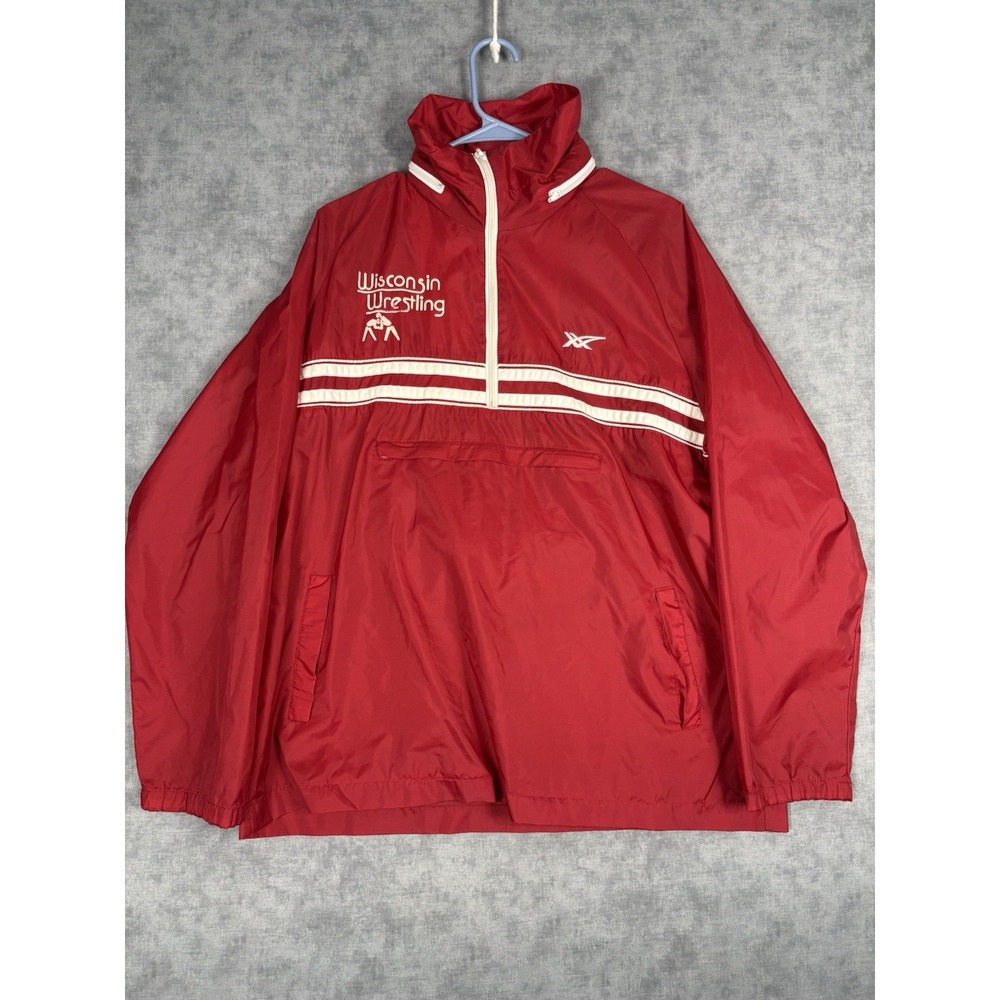 Vintage ASICS Tiger Wisconsin Wrestling Pullover Jacket Windbreaker L 80s 90s